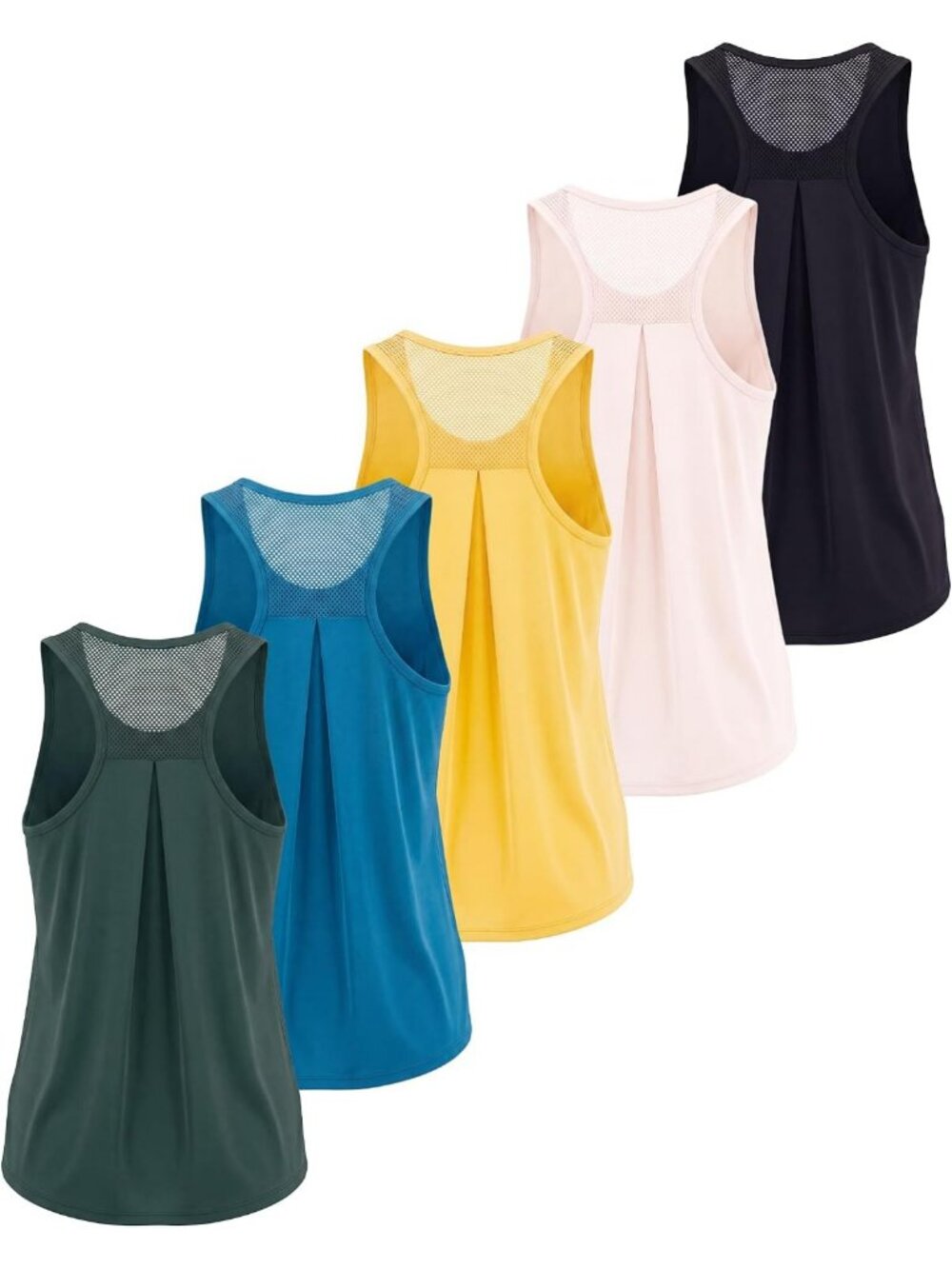 5 Pack Women's Mesh Racerback Tank Tops - Loose Athletic Gym & Yoga Wear